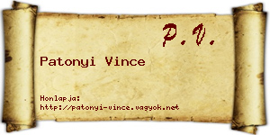 Patonyi Vince névjegykártya
